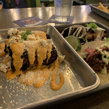 Trail Break - Carne asada and blackened mahi mahi tacos and street corn. Did not love the corn, a little too much char and sauce - Tacos Near Me - Hartford, Vermont