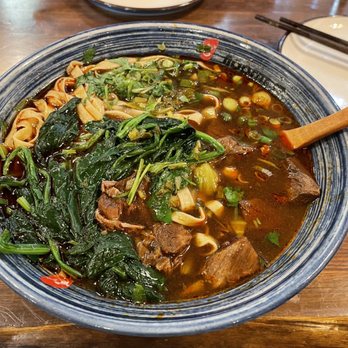 Noodle St - Spicy Beef Noodle Soup with short flat noodles. - Noodles Near Me - Monrovia, California Noodle St - Spicy Beef Noodle Soup with short flat noodles. - Noodles Near Me - Monrovia, California