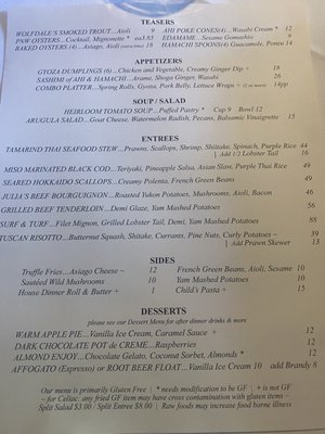 Menu photo 1 Wolfdale's Cuisine Unique Tahoe City, CA Menu photo 1 Wolfdale's Cuisine Unique Tahoe City, CA