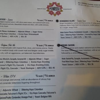 Penrose Brewing - Menu - Breweries Near Me - Geneva, Illinois