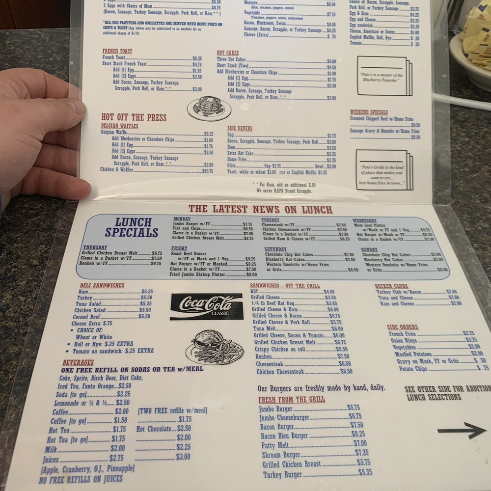 Pete's Grille - Menu - Breakfast & Brunch Near Me - Baltimore, Maryland