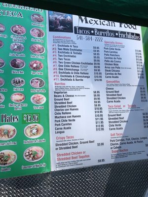 Menu photo 1 El Guerrero Azteca Elkton, OR