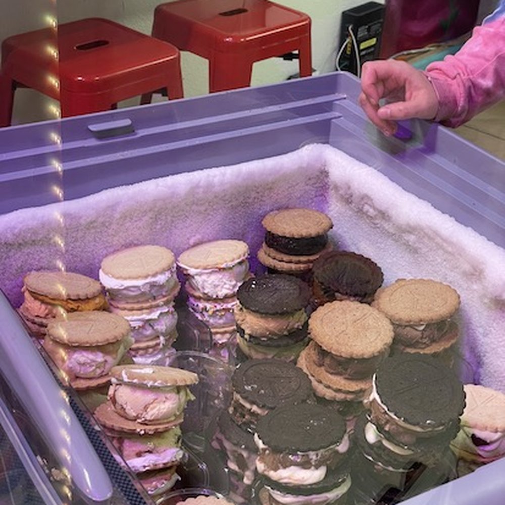 Peace Pie - Freezer chest of Ice Cream Sandwiches inside of the shop - Desserts Near Me - St. Augustine, Florida Peace Pie - Freezer chest of Ice Cream Sandwiches inside of the shop - Desserts Near Me - St. Augustine, Florida
