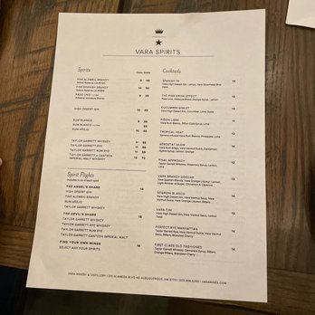 VARA - Balloon Fiesta Park - Cocktail menu - Wine Tasting Room Near Me - Albuquerque, New Mexico VARA - Balloon Fiesta Park - Cocktail menu - Wine Tasting Room Near Me - Albuquerque, New Mexico