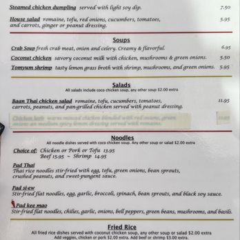 Baan Thai - Lunch menu - Thai Near Me - Conyers, Georgia