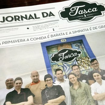 A Tasca - the menu which is designed to look like a newspaper. has the staff on the front. - Mediterranean Near Me - Ponta Delgada, 20 A Tasca - the menu which is designed to look like a newspaper. has the staff on the front. - Mediterranean Near Me - Ponta Delgada, 20