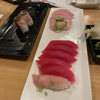Tomikawa Japanese Restaurant - Tuna and yellowtail nigiri - Japanese Near Me - Irvine, California Tomikawa Japanese Restaurant - Tuna and yellowtail nigiri - Japanese Near Me - Irvine, California