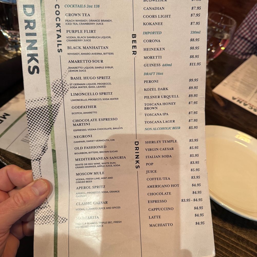 Toscana Italian Grill - drink menu - Italian Near Me - Calgary, Alberta Toscana Italian Grill - drink menu - Italian Near Me - Calgary, Alberta