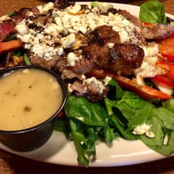 Coffee Garden - I can't remember what this is called but this is under the salads with a dressing to die for (with bleu cheese and walnuts and ribeye steak)