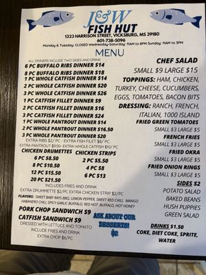 Menu photo 6 J & W Fish Hut Vicksburg, MS