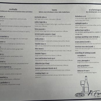 A  Francisco’s - Drinks menu - Pizza Near Me - Erie, Pennsylvania