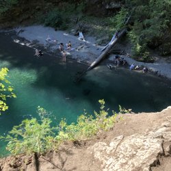 La Wis Wis Campground - View from the Cliff Top into the Blue Swimming Hole.
