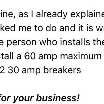 Remmi Construction - This is the email confirming that he did not install the correct amps. Why would I have to hire someone else to install a 60 amps. - General Contractors Near Me