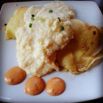 Teavolve - Breakfast crepe with grits and chipotle aioli sauce - Coffee & Tea Near Me - Baltimore, Maryland