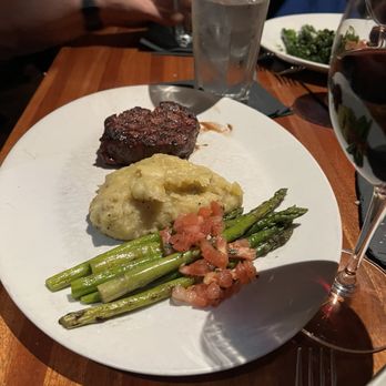 J. Gilbert's Wood-Fired Steaks & Seafood - Filet Mignon with asparagus and mashed potatoes - Steakhouses Near Me - Overland Park, Kansas