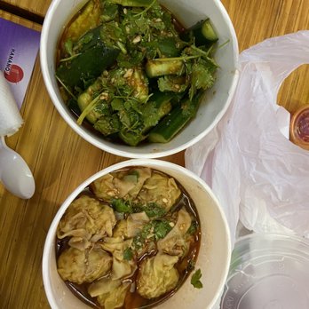 O Dumpling Bar - Cucumber Salad and spicy Wonton with Spicy Sauce - Chinese Near Me - Orange, California