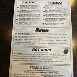 Menu back side