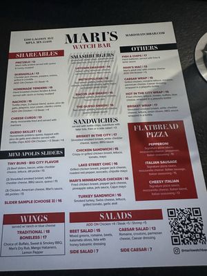 Menu photo 1 Mari's Watch Bar Minneapolis, MN