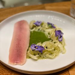 Trout from Lake Müritz with fennel-apple salsa and green mole from our TISK farm