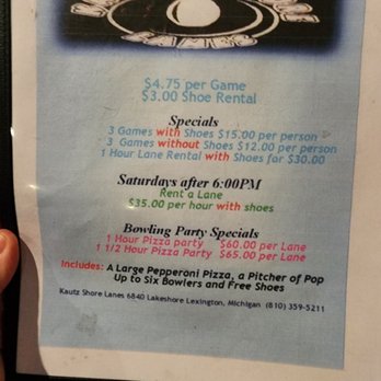 Kautz Shore Lanes - Menu - Bowling Near Me - Lexington, Michigan Kautz Shore Lanes - Menu - Bowling Near Me - Lexington, Michigan