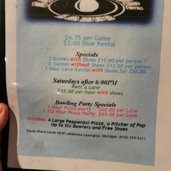 Kautz Shore Lanes - Menu