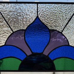 Rainbow Vision Stained Glass Center - Finished piece in the light