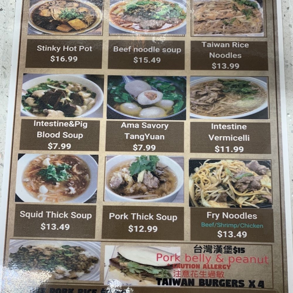 Amore Eats - Partial menu in store with pictures. - Taiwanese Near Me - Rockville, Maryland