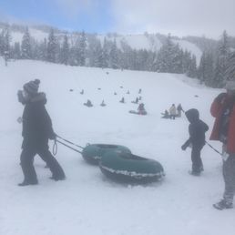 Tubing runs. Taken from bottom. As you can see folks are stopped on the hill. This was after several runs. Tubing runs. Taken from bottom. As you can see folks are stopped on the hill. This was after several runs.