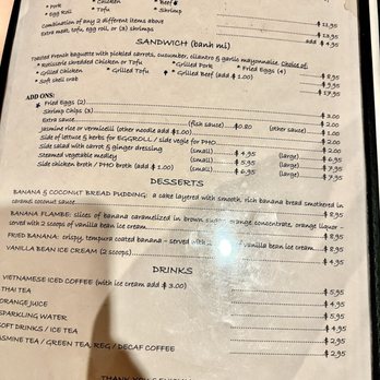 Miss Saigon Cafe - Sandwiches, Add-ons, Drinks Menu continued - Vietnamese Near Me - Houston, Texas