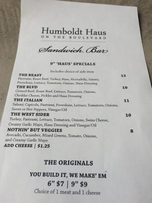 Menu photo 8 Humboldt Haus Sandwich Bar Chicago, IL Menu photo 8 Humboldt Haus Sandwich Bar Chicago, IL