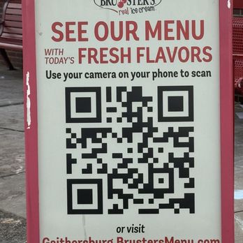 Bruster's Real Ice Cream - QR menu - Ice Cream & Frozen Yogurt Near Me - Gaithersburg, Maryland