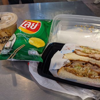 Moon Rabbit - Chicken katsu sandwich, brown sugar milk tea, nori chips. - Bubble Tea Near Me - Los Angeles, California