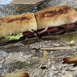 Kel's Kitchen - Grinder: Pat & Gary's Special Roast Beef, Pastrami, Cheese, Mild Pepper Rings, Onions, Topped with Spicy (Mild) Mayo.