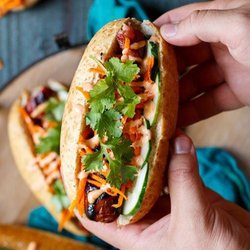 Banh Mi Stop - Bacon Hot Italian Sausage banh Mi Sandwich