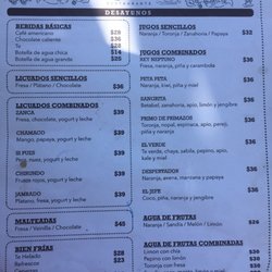 El Sabor de Zihua - Menu