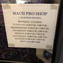 Mach Pro Shop - Business hours as of September 2018