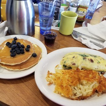 Original Breakfast House - Popeye omelet with hash browns and lemon blueberry pancakes - Breakfast & Brunch Near Me - Phoenix, Arizona Original Breakfast House - Popeye omelet with hash browns and lemon blueberry pancakes - Breakfast & Brunch Near Me - Phoenix, Arizona
