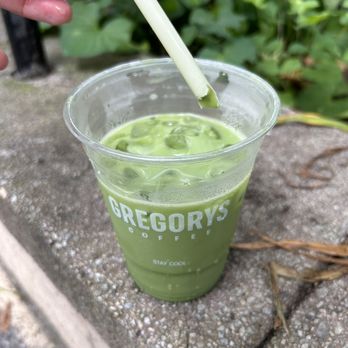 Gregorys Coffee - Broken straw with plastic pieces in bottom of Iced Matcha Latte (GF V) - Coffee & Tea Near Me - New York, New York