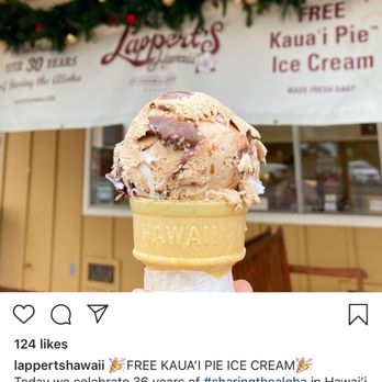 Lappert's Hawaii - Lappert's Advertisement on Instagram for a free Kauai Pie Ice Cream all day long! - Ice Cream & Frozen Yogurt Near Me - Honolulu, Hawaii