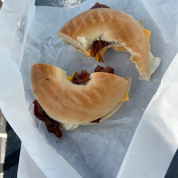 Montauk Bake Shoppe - Egg on a Bagel with bacon and cheese - Bakeries Near Me - Montauk, New York