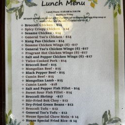 Lunch menu Lunch menu