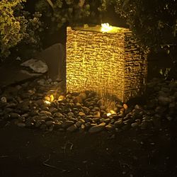 Pondless fountain with 3 lights. Controlled by the app SmartLife which allows on and off scheduling