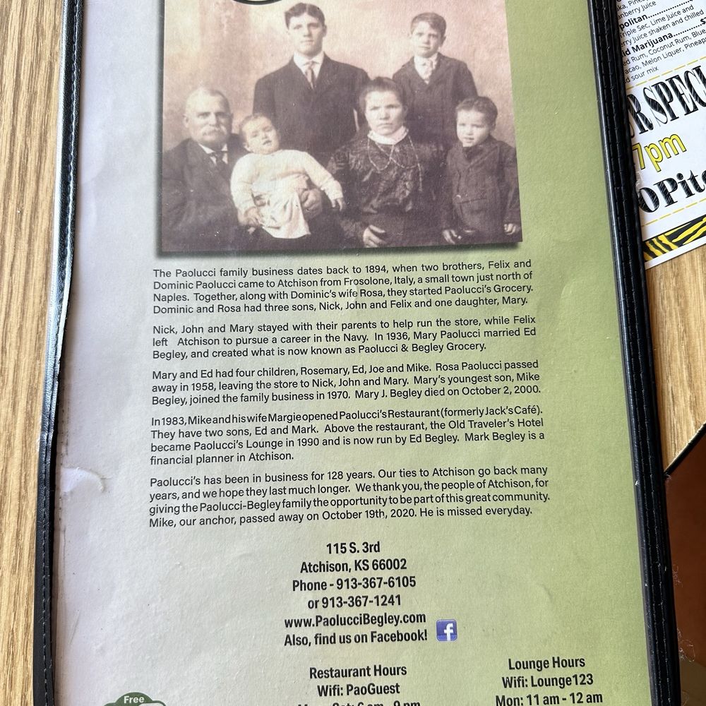 Paolucci Restaurant & Lounge - Read the history - Lounges Near Me - Atchison, Kansas