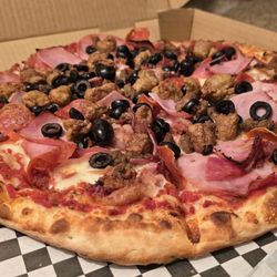 Valentino's Pizza - Meat lovers + black olives