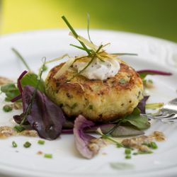 Garth Newel Music Center - Four-course Saturday dinners after the concerts are exquisite! Here's a crab cake appetizer.