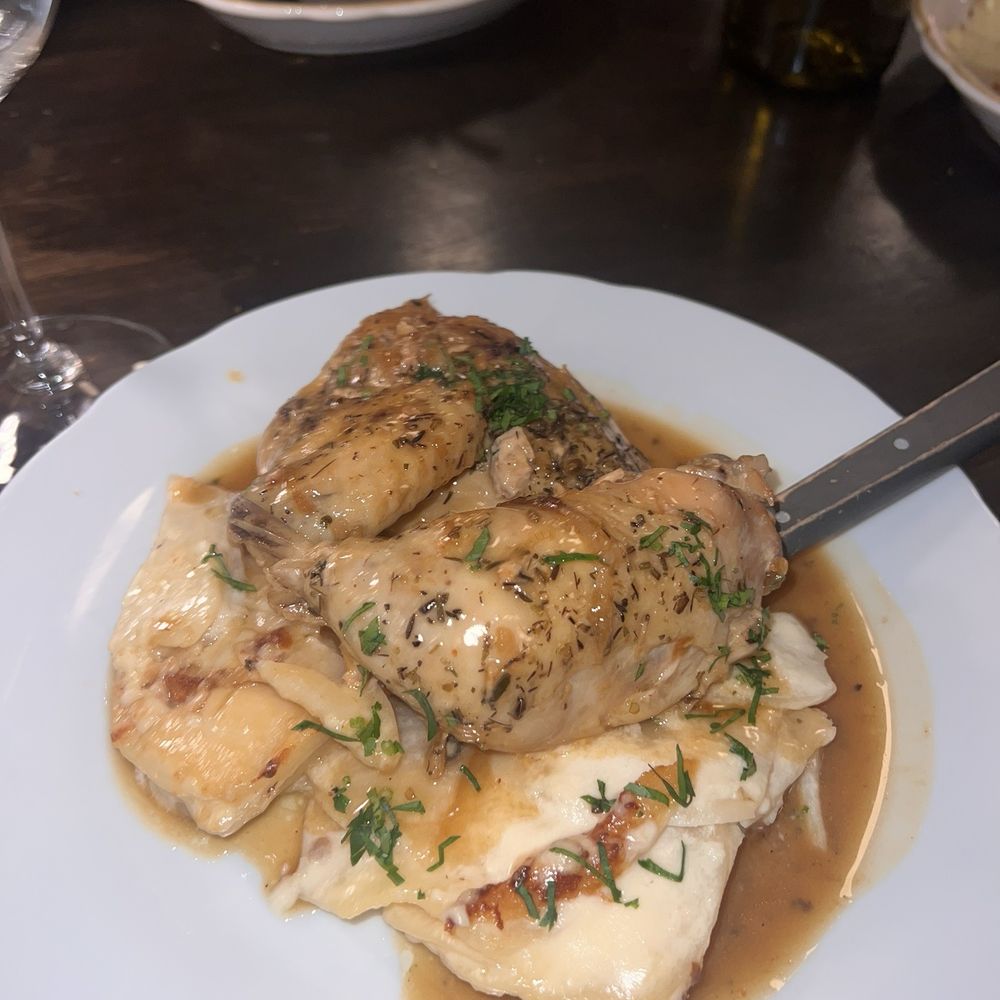 Roasted half chicken.