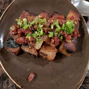 XO Restaurant - Pork belly? With tomato and onions - Asian Fusion Near Me - Honolulu, Hawaii