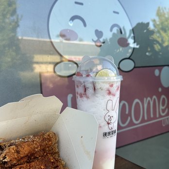 Ume Tea - Fry Chicken Fillet & Coconut Slush w/ Watermelon (WT80,Cct100) + mochi topping added - Coffee & Tea Near Me - Cupertino, California Ume Tea - Fry Chicken Fillet & Coconut Slush w/ Watermelon (WT80,Cct100) + mochi topping added - Coffee & Tea Near Me - Cupertino, California