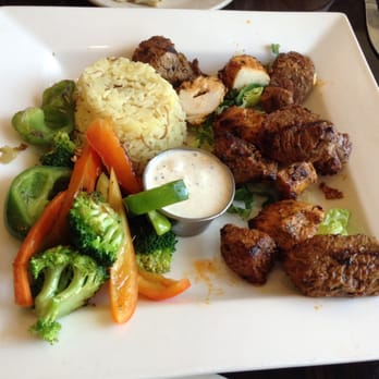 Biladi Grill - Platter of chicken, beef, lamb, plus two sides, rice&vegi. $25. - Mediterranean Near Me - Madison, New Jersey Biladi Grill - Platter of chicken, beef, lamb, plus two sides, rice&vegi. $25. - Mediterranean Near Me - Madison, New Jersey