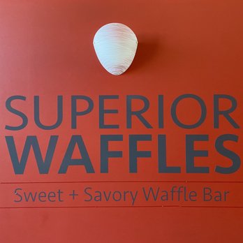 Superior Waffles - a sign for a sweet and savory waffle bar - Waffles Near Me - Superior, Wisconsin